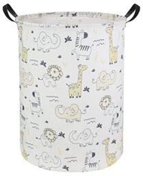 HIYAGON Baby Laundry Basket, Baby Basket for Nursery Boys and Girls, Cute Kids Toy Storage Box Organiser, Animal Room Decoration (Animals)