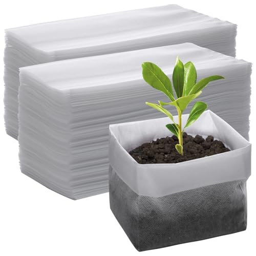 "GREANER 200 PCS Nursery Bags for Plants, 11""x11.8"" Biodegradable Plant Starter Bags, Aeration Grow Bags Seedling Pots Container for Plant, Seedling, Flower, Potato, Tomato Plant Starts"