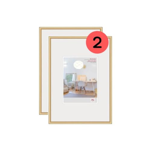 walther Design Picture Frame Gold 29,7 x 42 cm (DIN A3) with Art Glass Double Pack, New Lifestyle Plastic Frame KVX342GD