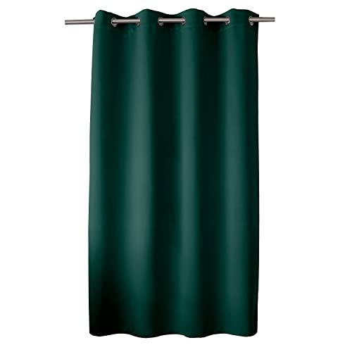 ED Enjoy Home - Blackout curtain with 8 eyelets made of chrome-plated metal, diameter 4 cm, 100% polyester, 210 g/m², 140 x 180 cm, dark green, ready to hang, easy to clean