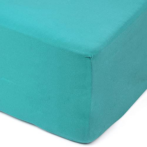 Amago - Fitted Sheet, 50 cm Pocket, 100 Percent Cotton, 140 x 200 cm - Petrol