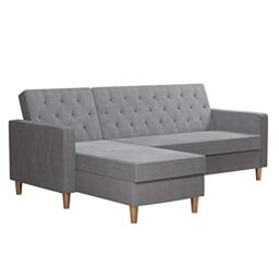DHP Furniture Liberty Sofabed, Grey, 153x213x82cm (DxWxH)