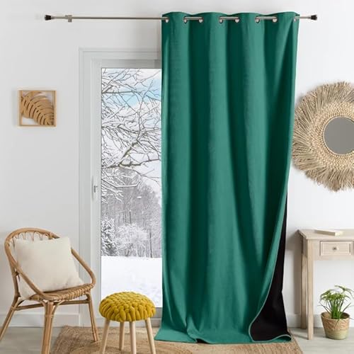 Home Maison Semi-Blackout Thermal Curtain - Emerald Green - 140 x 260 cm - 8 Round Eyelets - Ready to Hang