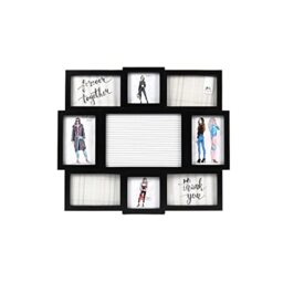 Prinz 8-Opening Letterboard Wall Collage Picture Frame, Holds Sized Photos, Black, 18.8' X 16.5' X 0.98', Multi-Color
