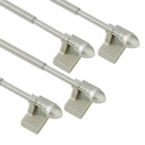 Magnetic Curtain Rods 4 Pack for Metal Doors and Windows, Multi-Use Adjustable Magnetic Rods for Small Windows Cafe Sidelight and Iron Steel Places (Adjust from 16 to 28 Inch, Champagne)