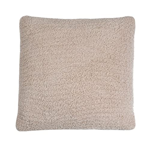"Sleepdown Filled Cushion Boucle Chenille Soft Touch Fluffy Decorative Square Cushion Home Decor Sofa Bedroom 18"" x 18 - Natural - 45cm x 45cm"