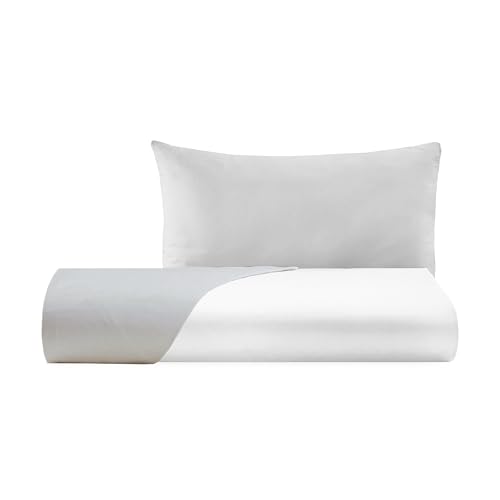Giovanni Dolcinotti - Doubleface Single Duvet Cover Set – 1 Pillowcase – Pearl/White – 100% Cotton Percale – Made in Italy – Boston Model