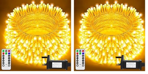 Festive Fix Christmas Tree Lights – 200 LED, 20m Waterproof String Decorations with Remote & 8 Modes – Energy-Saving Indoor/Outdoor Xmas Lights for Home, Garden & Weddings [Cool White/Warm White]