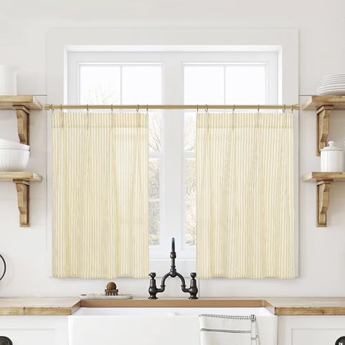 Lino Rosa Yellow Kitchen Curtains,Retro Farmhouse Lemon Sunflower Themed Spring Curtains for Bathroom Window