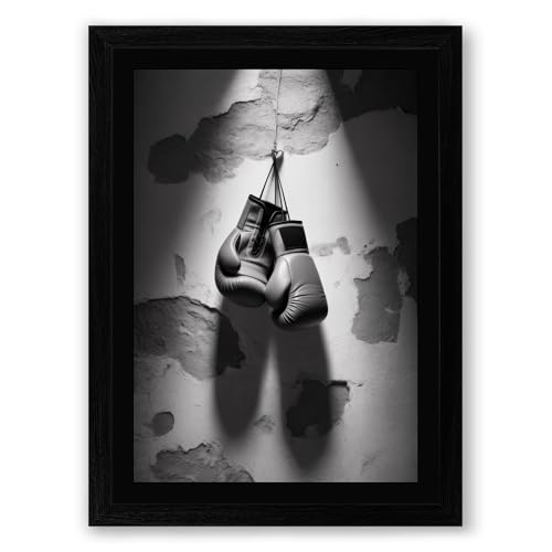 Gloves in Motion Modern Framed Wall Art Print A4 (29.7×21cm) Black, Wall Decor for Living Room, Bedroom, Office & Home, Ready to Hang, Art Gift