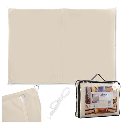 Relaxdays shade sail, polyester, water-repellent, sailcloth with eyelets & guy ropes, sizes & colours