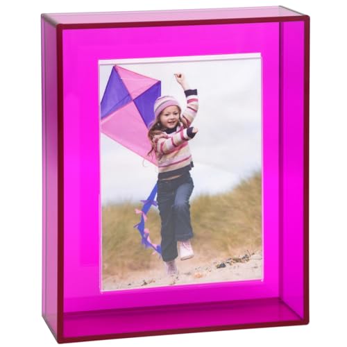 HappyDino 8x10 Acrylic Picture Frame for Wall and Tabletop Neon Floating Photo Frame with Decorative Bright Color, Purple