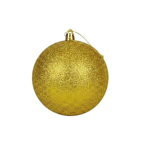 20cm Large Deep Gold Bauble PVC Shatterproof Glitter Finish Christmas Balls Ornament - Festive Xmas Tree Hanging Decorations, Round Ornament for Holiday Home Decor