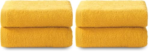 Top Towel - Plus - Large bath towels - Bath towels - 2 face towels or bidet - 30x50cm - 100% cotton - Gold (Pack of 2)