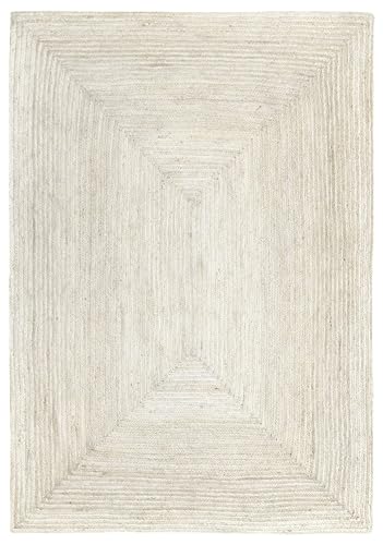 HAMID - Rug Jute Alhambra White Colour, Jute Rug, Area Rug 100% Jute Fibre Hand Wovem, Braided Rug for Home, Living Room, Floor Carpet..(230x160cm)