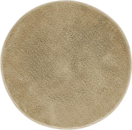 andiamo Florida Non-Slip Bathroom Rug Soft and Fluffy Non-Slip Washable Shower Mat for Bathroom 60 cm Round Taupe
