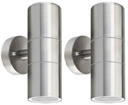 Long Life Lamp Company 2 X Modern Stainless Steel Up Down Double Wall Spot Light IP65 Outdoor Use ZLC03P2 Bulb not Included