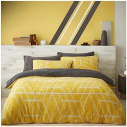 GC GAVENO CAVAILIA Teddy Fleece Duvet Cover Single with Pillowcase - Snuggle Warm Bedding Set - Cosy Bed Linen - Ochre