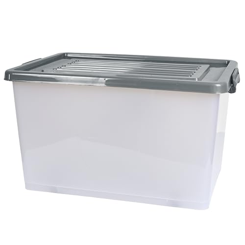 Je cherche une id??e - Semi-transparent plastic box with wheels for storage, plastic, Semi Transparent, 75 litres
