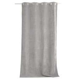 ED ENJOY HOME Thermal Blackout Curtain with Eyelets, Light Grey, 140 x 260 cm, 100% Polyester, Velour, Fleece Lining, Velvet Collection