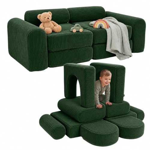 RelaRelaxdays Children's play sofa, modular 10-piece, green
