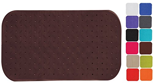 MSV Premium Shower Mat Bath Mat Antibacterial Non-Slip with Suction Cups Brown Rose Scented 36 x 65 cm Washable at 60 °C Rubber Brown Unique