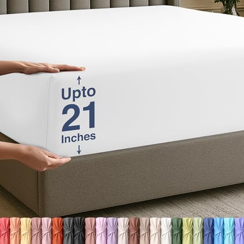 Utopia Bedding Fitted Sheet Full, White - Deep Pocket 16 inch (40 cm) - Easy Care - Soft Brushed Microfibre Fabric - Shrinkage and Fade Resistant - Bottom Sheet