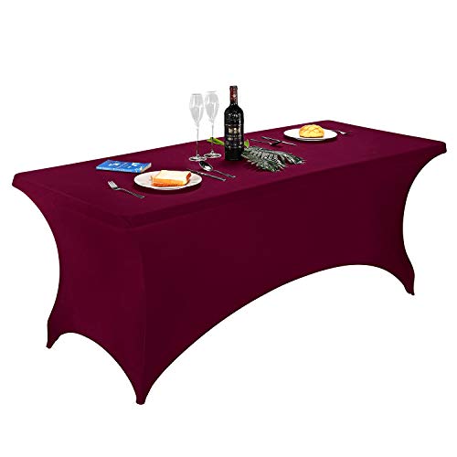 LZY Spandex Fitted Stretch Table Cover for 6 ft or 4ft or 8ft Folding Table, Rectangular Cocktail Tablecloth, Perfect for Party or Banquet
