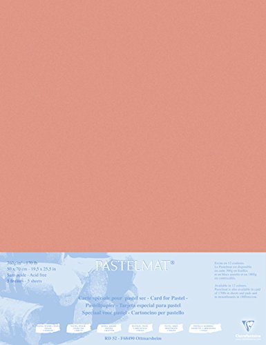 Clairefontaine - Ref 496012C - Pastelmat Mounted Board (5 Sheets) - 1800 Microns - 50 x 70cm - Sienna Colour - Specially Formulated For Use With Pastels