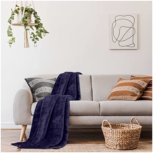 Gaveno Cavailia Faux Fur Throw Sofa Bed Mink Blanket, Super Soft Fluffy Easy Care Lightweight Luxury Design, Cosy Warm Settee FleeceThrows [Double (150x200 cm), Blue] 249689