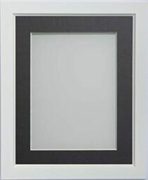 Frame Company Ainsworth Range White 10x8 inch Picture Photo Frame with Grey Mount for Image 8x6 inch * Choice of Sizes* Fitted with Real Glass