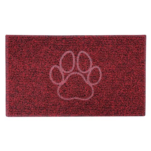 Nicoman PAW Embossed Shape Door Mat-Trapper Jet-Washable Doormat-(Use Indoor or Sheltered Outdoor), Medium (75x44cm), Red with Black