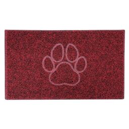 Nicoman PAW Embossed Shape Door Mat-Trapper Jet-Washable Doormat-(Use Indoor or Sheltered Outdoor), Medium (75x44cm), Red with Black