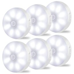 Motion Sensor Lights Indoor Rechargeable Wireless Wall Light LED Stair Night Lights Lamps with Auto/On/Off for Stairs Living Room Bathroom Corridors Closet Kitchen Under Cabinets (6000K, 6 Pack )