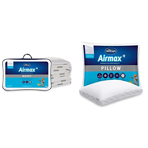 Silentnight Airmax King Size Duvet – 10.5 Tog Breathable All Season Duvet Quilt with Mesh Sides to Prevent Overheating & Airmax Pillow Pack of 2