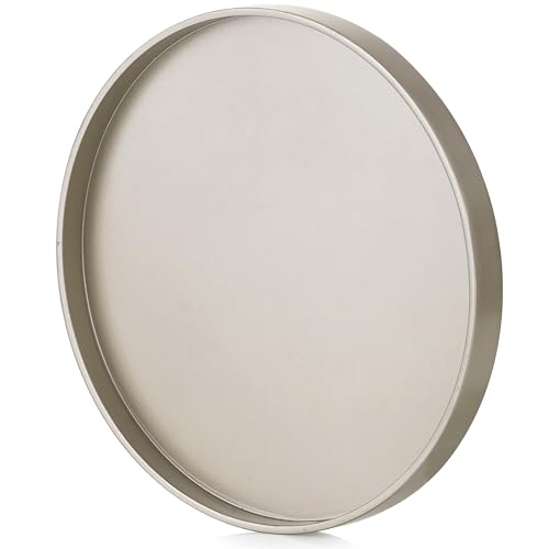 Hanobe Decorative Tray Wooden Tray: Shiny Gold Decorative Tray Round Modern Serving Tray 30 cm Country House Trays Round Candle Tray Golden for Kitchen Table Coffee Table Candles Table Decoration
