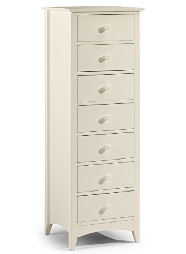 Julian Bowen Cameo Chest of Drawers, 7 Drawer, White - H135 x W47 x D43cm