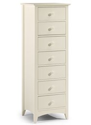 Julian Bowen Cameo Chest of Drawers, 7 Drawer, White - H135 x W47 x D43cm