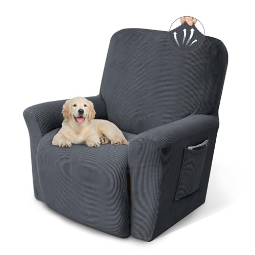Pzzpzs Recliner Chair Covers,Stretch Couch Cover Slipcovers Furniture Protector,Prevent Splashing and pet Hair,Wrinkle Resistant and Easy to Clean???Recliner???Charcoal???