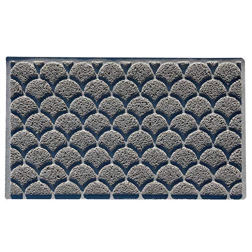 Nicoman Fan Shape Door Mat|Fish Scales Style Floor Mat|Patio Garden Kitchen Doormat|Matt for Outdoor Use ONLY(Grey, 75x44cm)