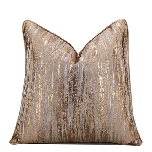 "vctops Gold Decorative Luxurious Throw Pillow Covers Jacquard Square Cushion Cases Pillowcase for Bed Sofa Couch Chair Car Home Decor (Gold C,20""x20"")"