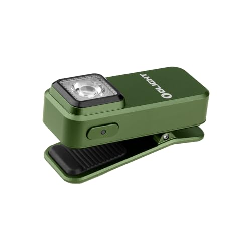 OLIGHT Oclip Rechargeable EDC Clip on Torch 300 Lumens Dual Light Sources Pocket Lamp with Magnetically Attach, USB-C Charging Flashlight for Working, Cycling, Reading and Safety Warning (OD Green)