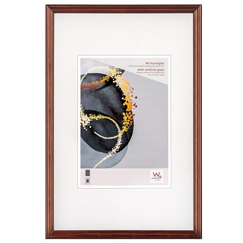 walther design Select HSX318P Picture Frame, Wooden Frame with Art Glass, 13 x 18 cm, Dark Brown