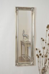 Large Silver Ornate Shabby Chic Big Wall Dress Mirror 4ft6 X 1ft6