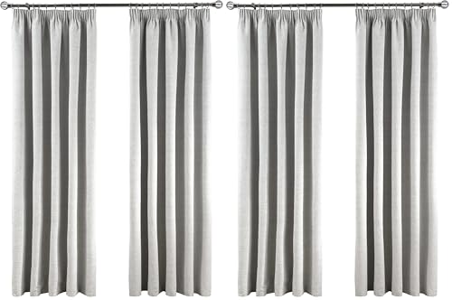 Sleepdown Textured Rib Weave Pencil Pleat Blackout Lined Curtains Thermal Insulated for Bedroom and Living Room 66 x 54 Inch Grey 2 Panels (Pack of 2)