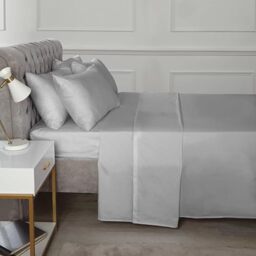 Brighton Hill 100% Egyptian Cotton King Size Silver Flat Sheet Soft 200TC Bedding