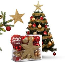 Avilia 44 Pieces Red and Gold Christmas Decorations for Tree and Home with Various Shapes and Glossy and Matte Finish, Easy to Hang and Shatterproof for a Bright and Refined Christmas