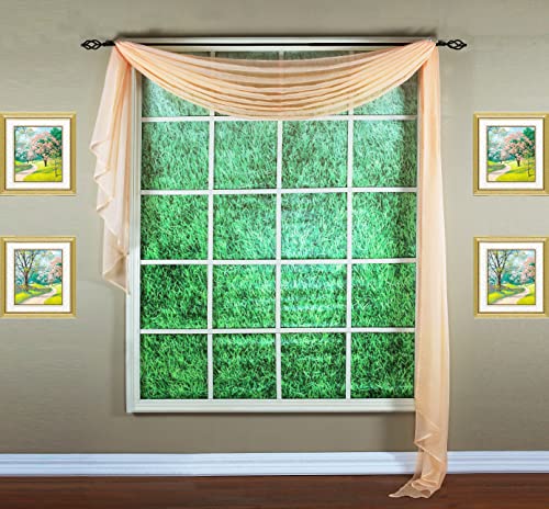 "Today's Curtain Emelia Original Voile Scarf 216"", Peach, 45"" W x 216"" L"