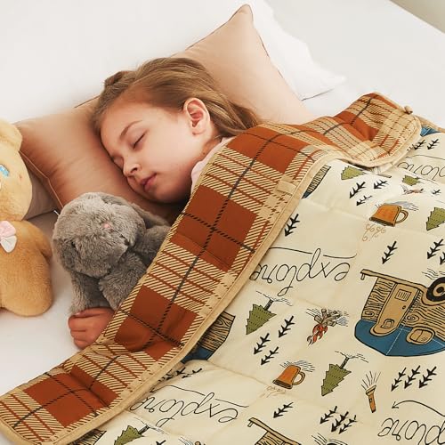 "CuteKing Weighted Blanket - Weighted Blanket with Premium Glass Beads - Breathable Heavy Blanket for Comfort Sleep - Thick Blanket All Season(10lbs, 50""x60"", Camping)"