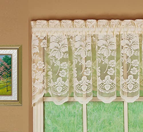 "Today's Curtain Floral Vine Lace Tailored Valance 18"", Ivory, 60W x 18L"